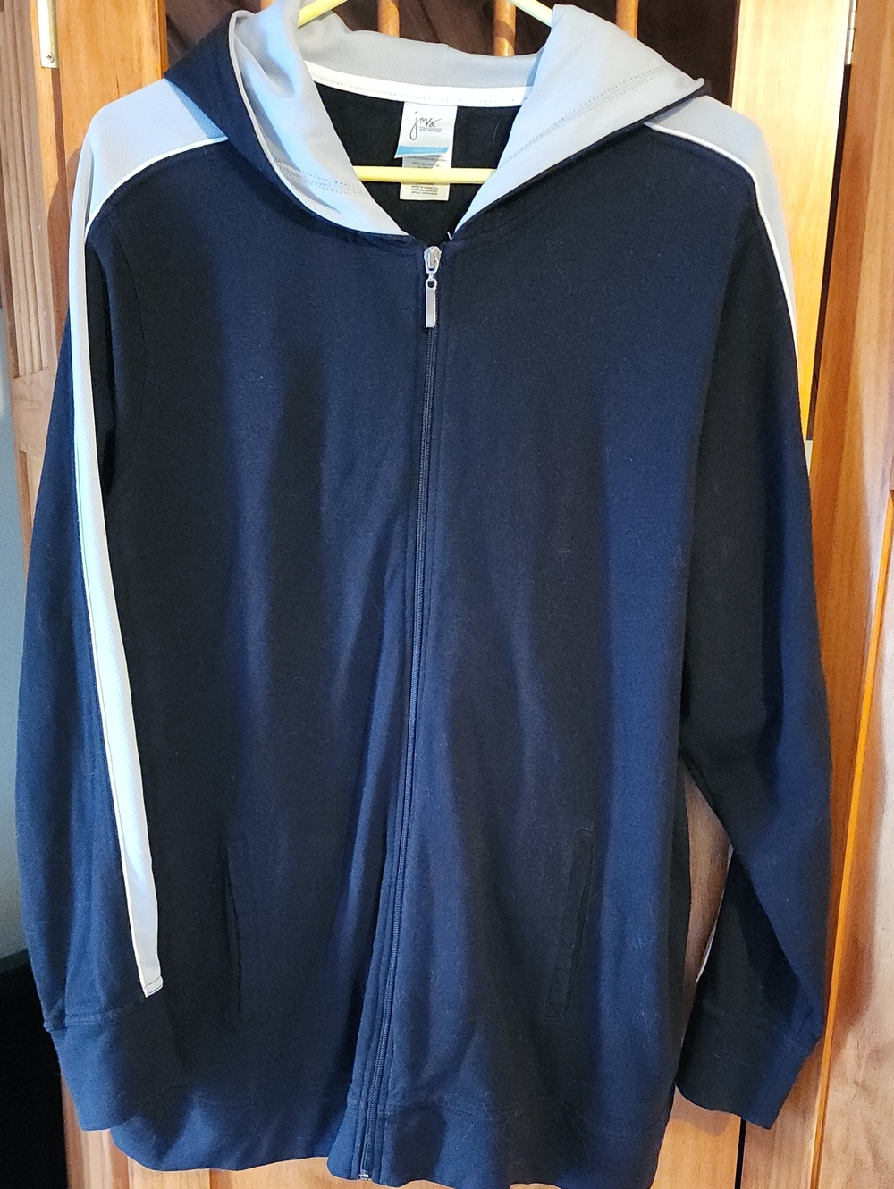 Just My Size Zip Hoodie in Navy with Light Gray Trim